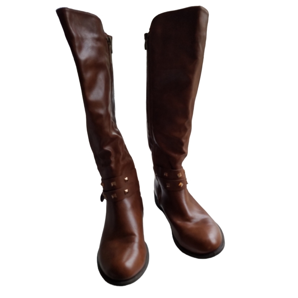 Olivia Miller Boots Buckle Studs Brown Size 8